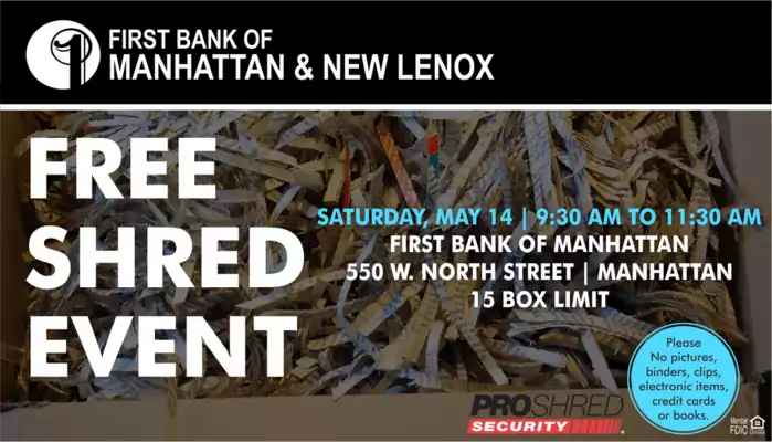 First Bank of Manhattan Shredding Event promo
